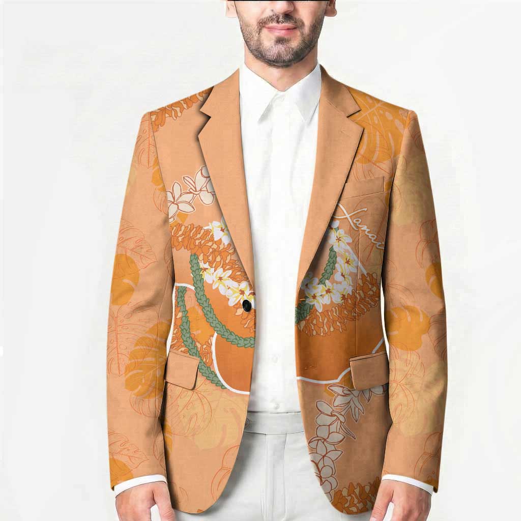 Hawaii Lanai Island Flowers Lei Blazer Orange Kaunaoa Mix Maile LT7 - Polynesian Pride