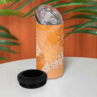 Hawaii Lanai Island Flowers Lei 4 in 1 Can Cooler Tumbler Orange Kaunaoa Mix Maile