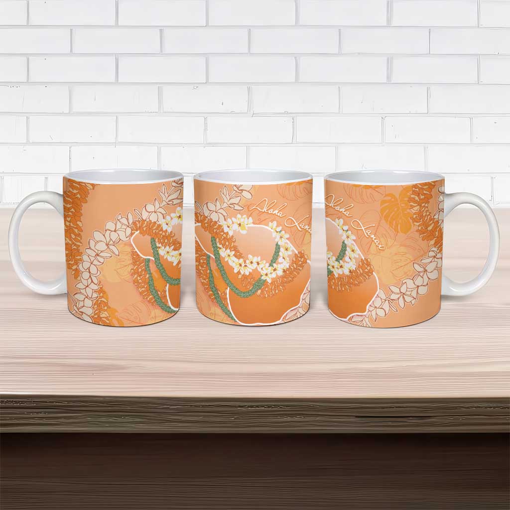 Hawaii Lanai Island Flowers Lei Ceramic Mug Orange Kaunaoa Mix Maile