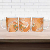 Hawaii Lanai Island Flowers Lei Ceramic Mug Orange Kaunaoa Mix Maile