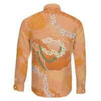 Hawaii Lanai Island Flowers Lei Family Matching Off Shoulder Short Dress and Hawaiian Shirt Orange Kaunaoa Mix Maile LT7 - Polynesian Pride