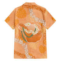 Hawaii Lanai Island Flowers Lei Hawaiian Shirt Orange Kaunaoa Mix Maile LT7 - Polynesian Pride