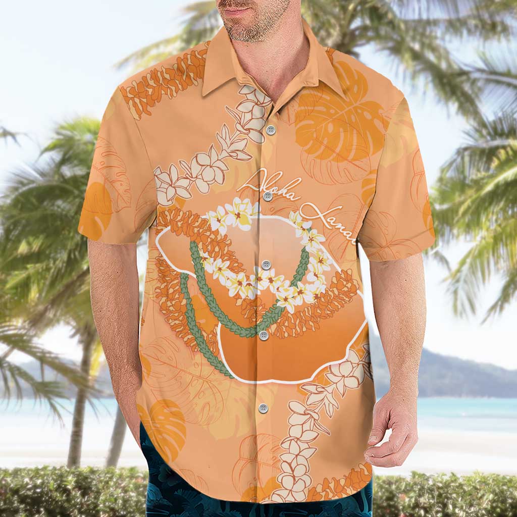 Hawaii Lanai Island Flowers Lei Hawaiian Shirt Orange Kaunaoa Mix Maile LT7 - Polynesian Pride