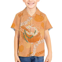Hawaii Lanai Island Flowers Lei Hawaiian Shirt Orange Kaunaoa Mix Maile LT7 - Polynesian Pride