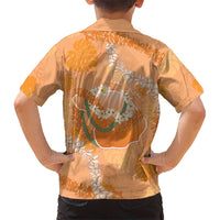 Hawaii Lanai Island Flowers Lei Hawaiian Shirt Orange Kaunaoa Mix Maile LT7 - Polynesian Pride