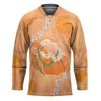 Hawaii Lanai Island Flowers Lei Hockey Jersey Orange Kaunaoa Mix Maile LT7 Unisex Orange - Polynesian Pride