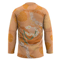 Hawaii Lanai Island Flowers Lei Hockey Jersey Orange Kaunaoa Mix Maile LT7 - Polynesian Pride