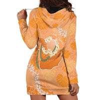 Hawaii Lanai Island Flowers Lei Hoodie Dress Orange Kaunaoa Mix Maile