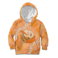 Hawaii Lanai Island Flowers Lei Kid Hoodie Orange Kaunaoa Mix Maile LT7 Hoodie Orange - Polynesian Pride