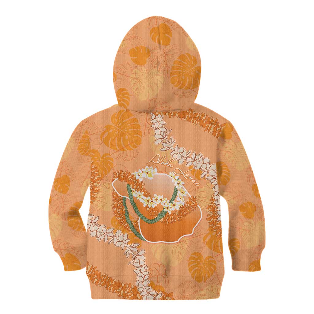 Hawaii Lanai Island Flowers Lei Kid Hoodie Orange Kaunaoa Mix Maile LT7 - Polynesian Pride