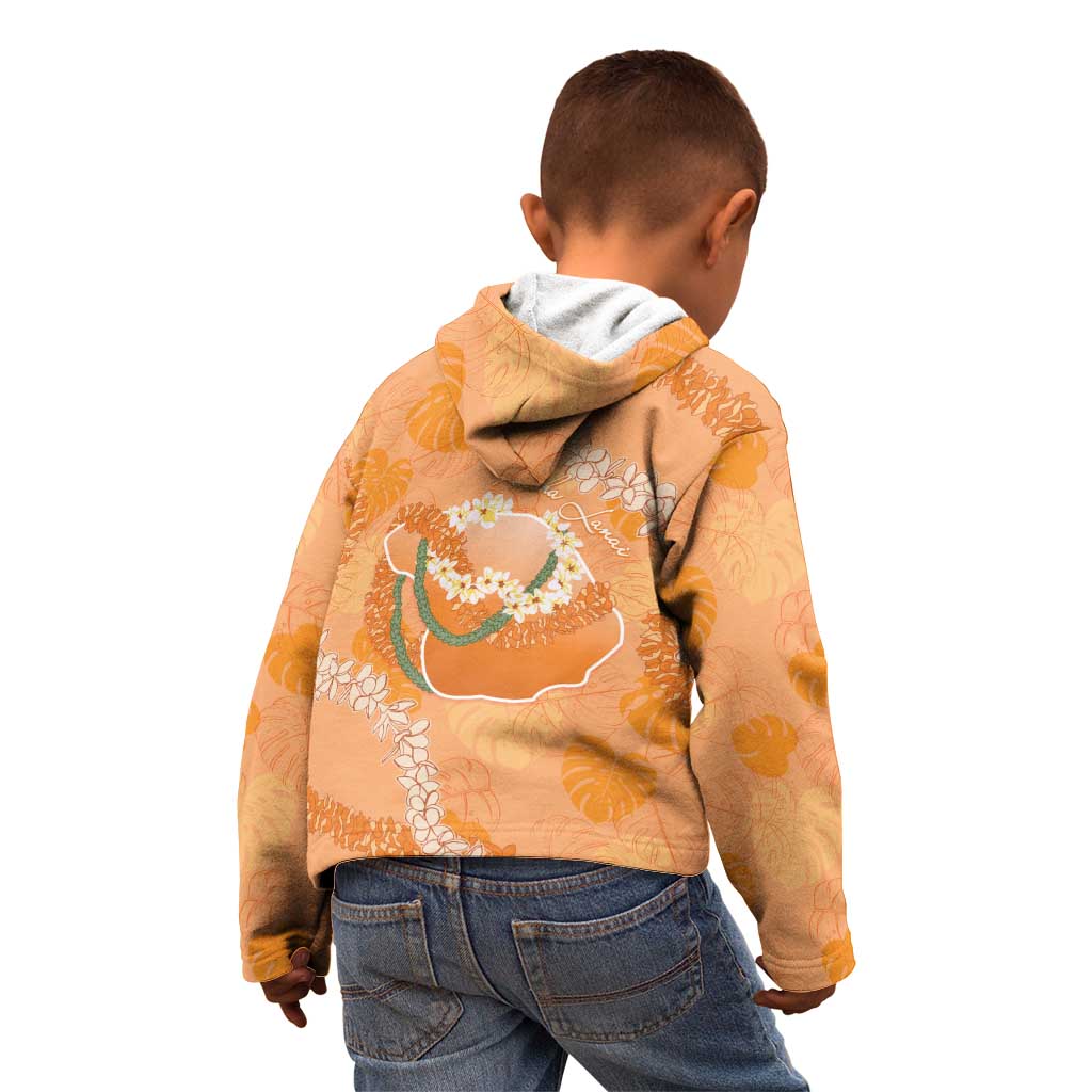 Hawaii Lanai Island Flowers Lei Kid Hoodie Orange Kaunaoa Mix Maile LT7 - Polynesian Pride