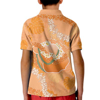 Hawaii Lanai Island Flowers Lei Kid Polo Shirt Orange Kaunaoa Mix Maile