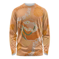 Hawaii Lanai Island Flowers Lei Long Sleeve Shirt Orange Kaunaoa Mix Maile LT7 Unisex Orange - Polynesian Pride