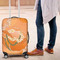 Hawaii Lanai Island Flowers Lei Luggage Cover Orange Kaunaoa Mix Maile LT7 Orange - Polynesian Pride