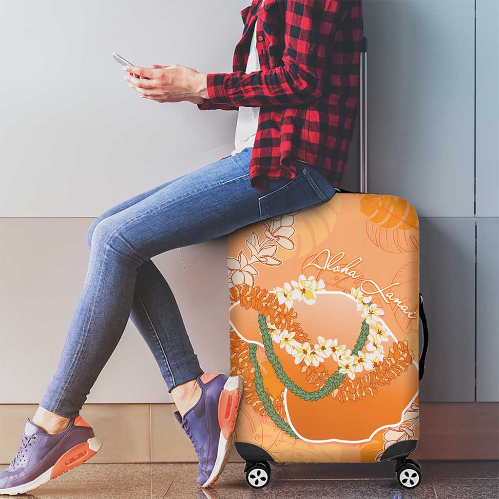 Hawaii Lanai Island Flowers Lei Luggage Cover Orange Kaunaoa Mix Maile LT7 - Polynesian Pride