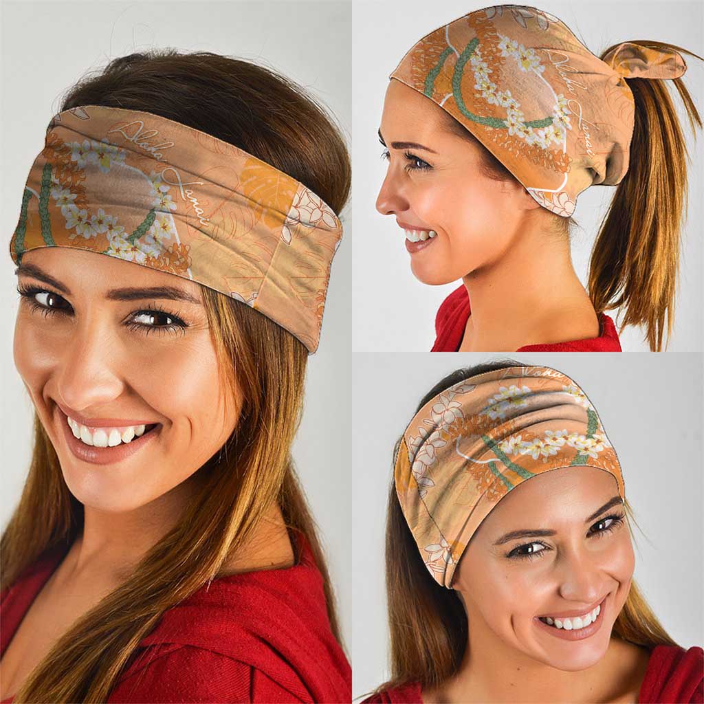 Hawaii Lanai Island Flowers Lei Neck Gaiter Orange Kaunaoa Mix Maile