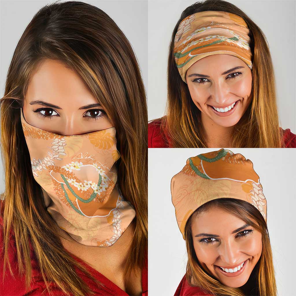 Hawaii Lanai Island Flowers Lei Neck Gaiter Orange Kaunaoa Mix Maile