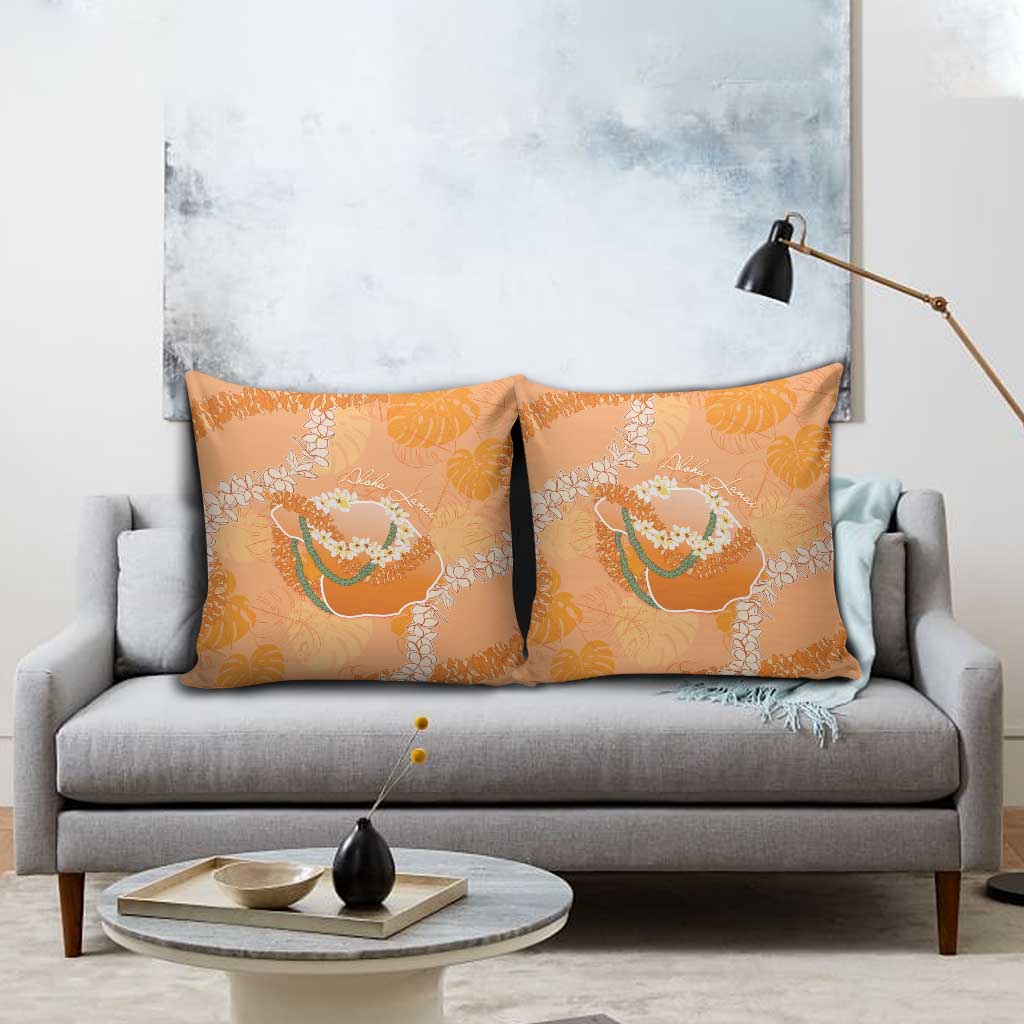 Hawaii Lanai Island Flowers Lei Pillow Cover Orange Kaunaoa Mix Maile