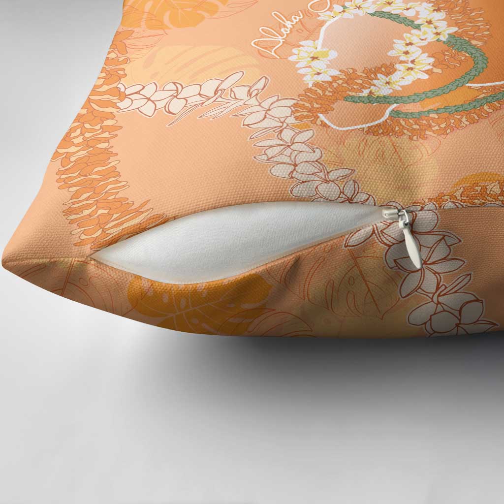 Hawaii Lanai Island Flowers Lei Pillow Cover Orange Kaunaoa Mix Maile
