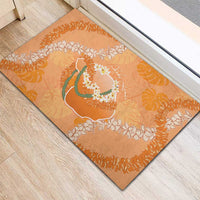 Hawaii Lanai Island Flowers Lei Rubber Doormat Orange Kaunaoa Mix Maile