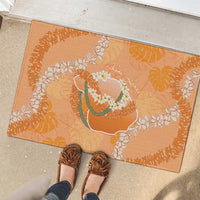 Hawaii Lanai Island Flowers Lei Rubber Doormat Orange Kaunaoa Mix Maile