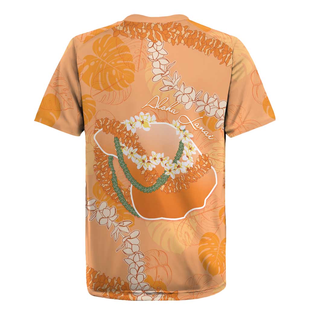 Hawaii Lanai Island Flowers Lei Rugby Jersey Orange Kaunaoa Mix Maile