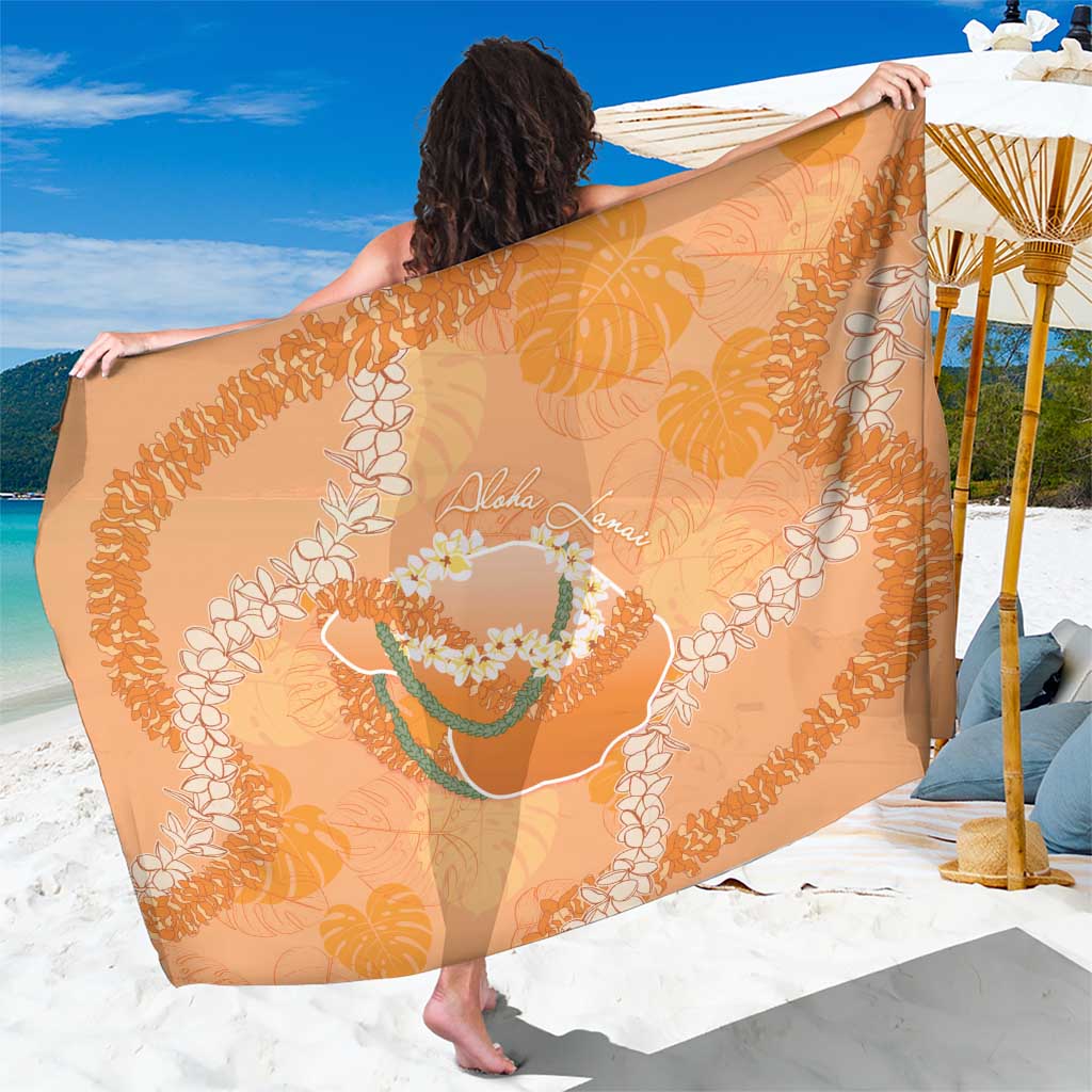 Hawaii Lanai Island Flowers Lei Sarong Orange Kaunaoa Mix Maile