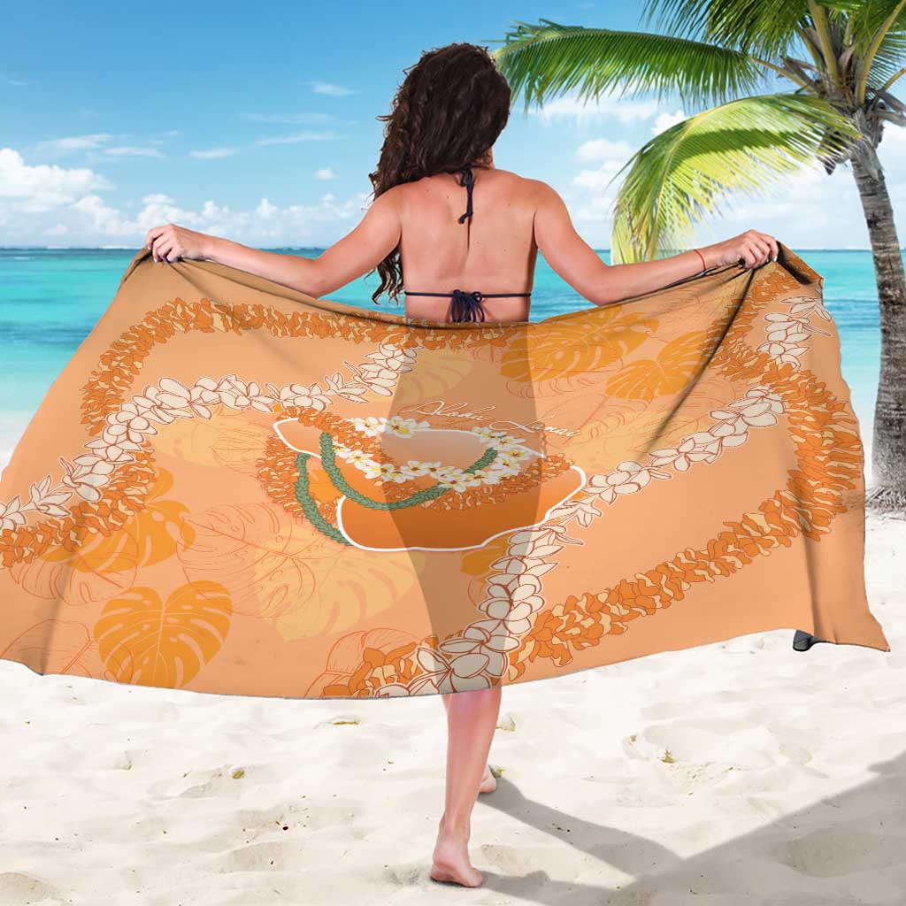 Hawaii Lanai Island Flowers Lei Sarong Orange Kaunaoa Mix Maile
