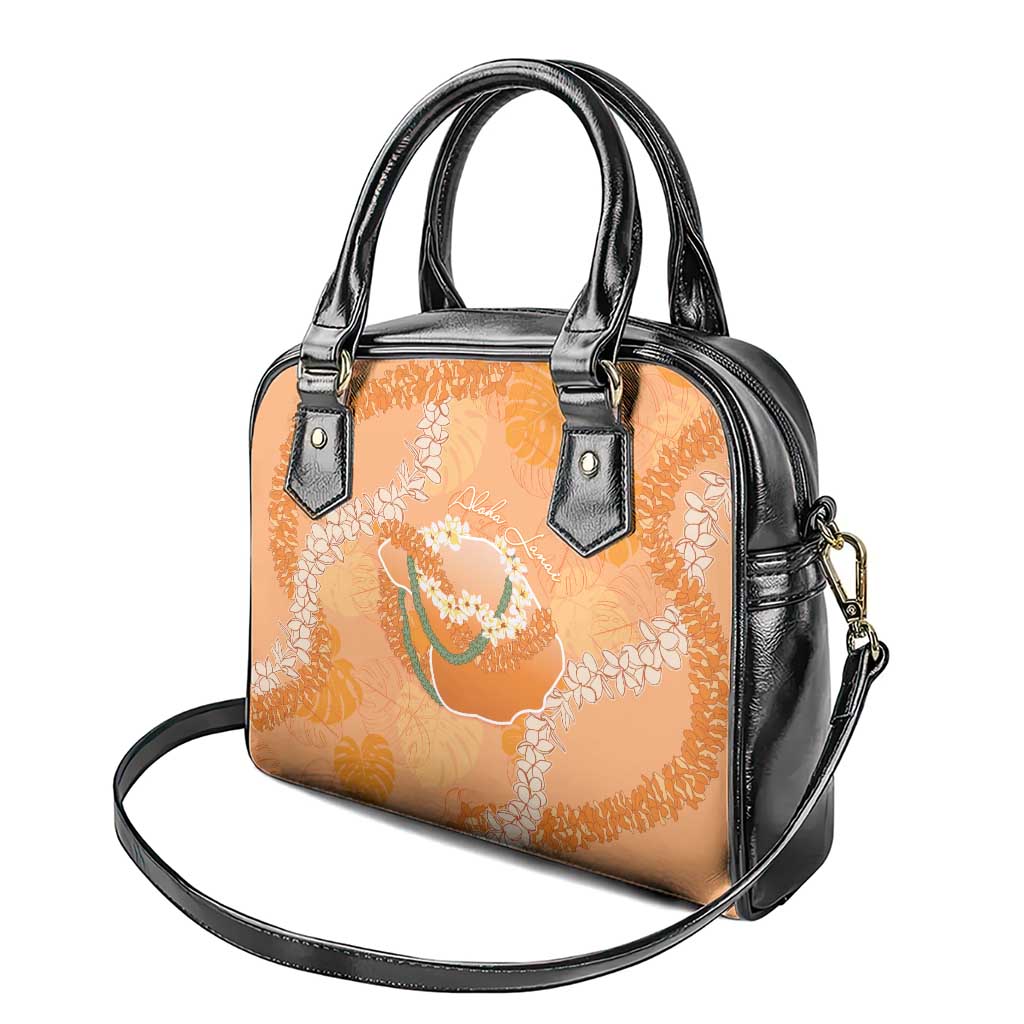 Hawaii Lanai Island Flowers Lei Shoulder Handbag Orange Kaunaoa Mix Maile