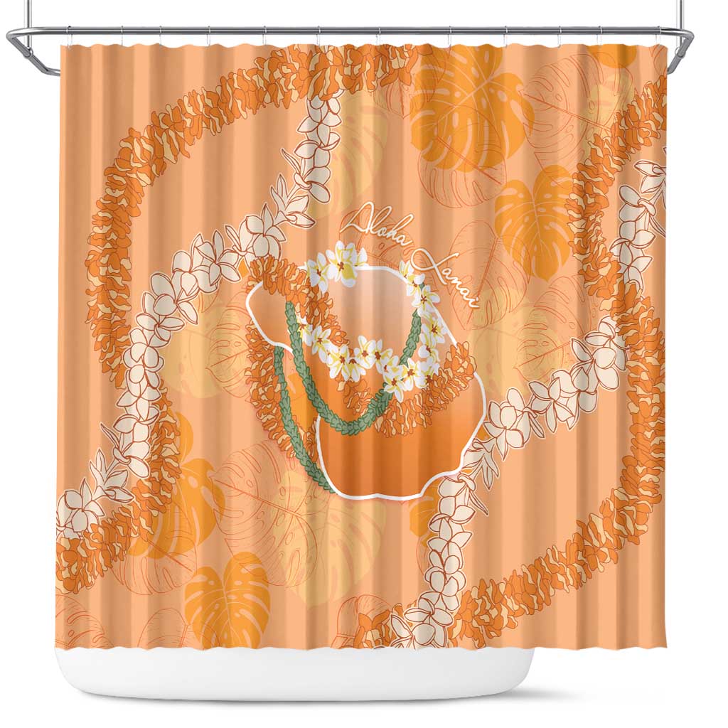Hawaii Lanai Island Flowers Lei Shower Curtain Orange Kaunaoa Mix Maile