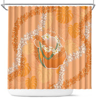 Hawaii Lanai Island Flowers Lei Shower Curtain Orange Kaunaoa Mix Maile