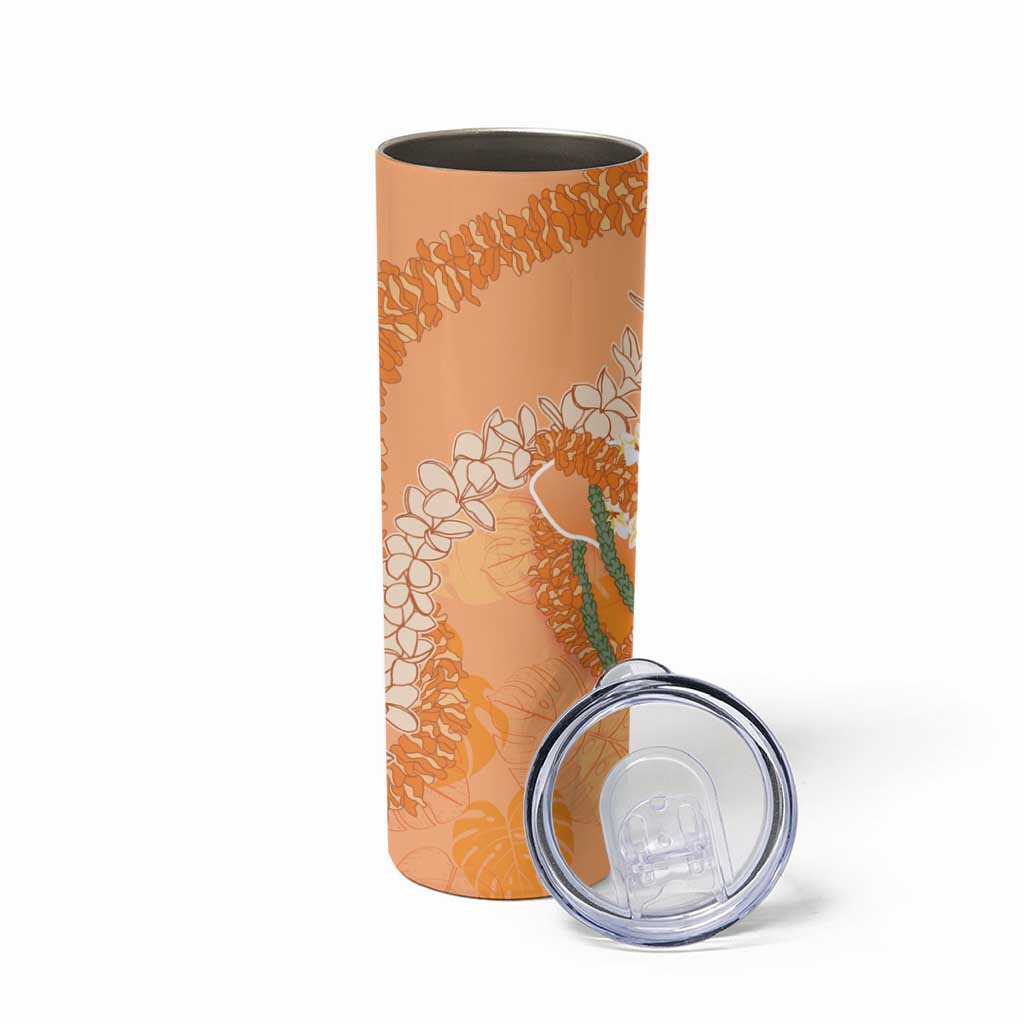 Hawaii Lanai Island Flowers Lei Skinny Tumbler Orange Kaunaoa Mix Maile