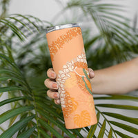 Hawaii Lanai Island Flowers Lei Skinny Tumbler Orange Kaunaoa Mix Maile