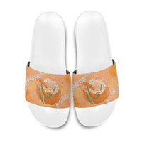 Hawaii Lanai Island Flowers Lei Slide Sandals Orange Kaunaoa Mix Maile LT7 Orange - Polynesian Pride