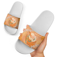Hawaii Lanai Island Flowers Lei Slide Sandals Orange Kaunaoa Mix Maile LT7 - Polynesian Pride