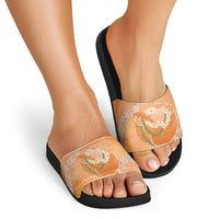 Hawaii Lanai Island Flowers Lei Slide Sandals Orange Kaunaoa Mix Maile LT7 - Polynesian Pride