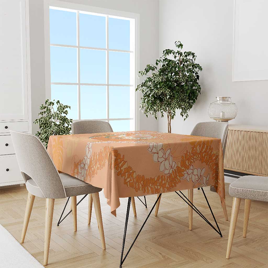 Hawaii Lanai Island Flowers Lei Tablecloth Orange Kaunaoa Mix Maile LT7 - Polynesian Pride