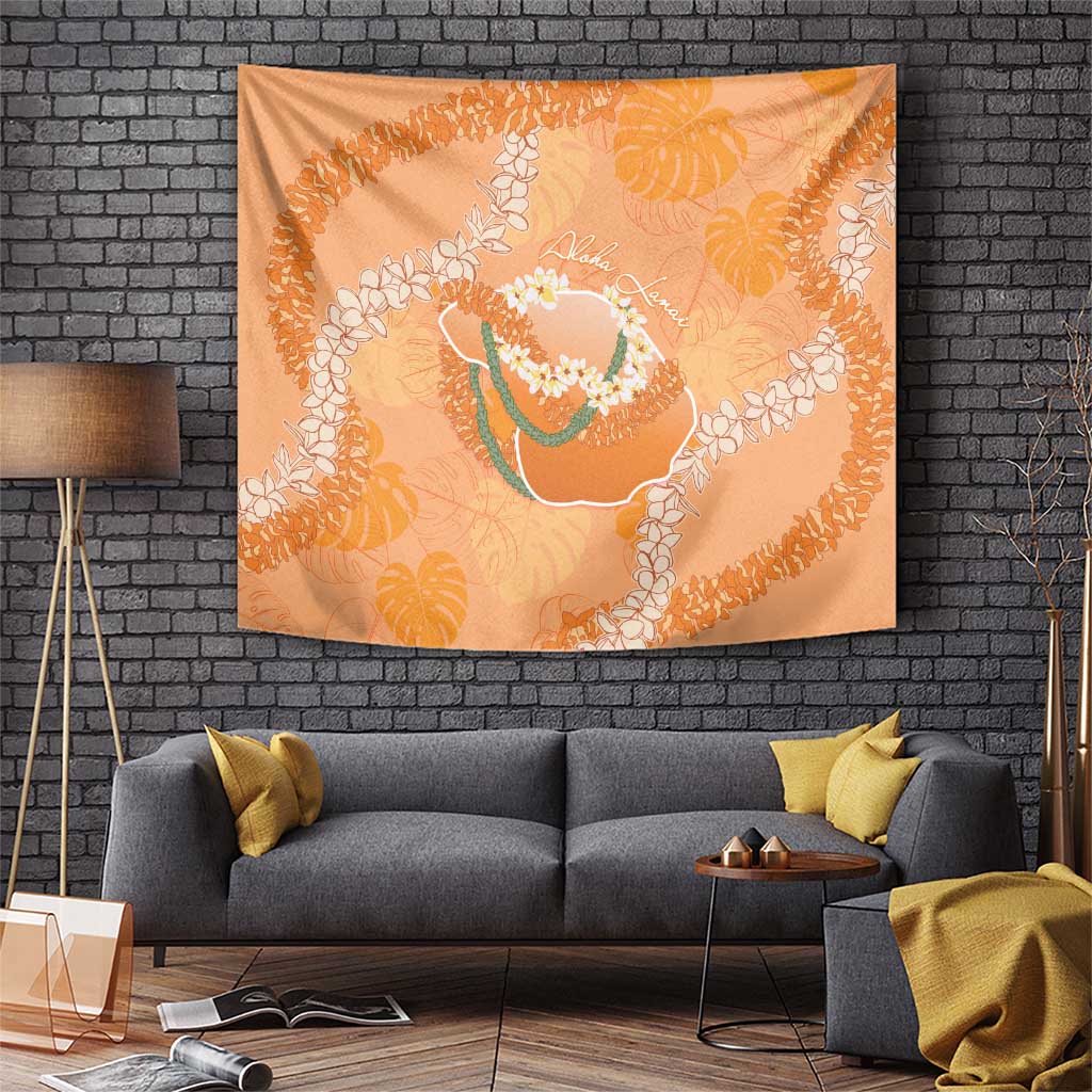 Hawaii Lanai Island Flowers Lei Tapestry Orange Kaunaoa Mix Maile
