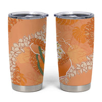 Hawaii Lanai Island Flowers Lei Tumbler Cup Orange Kaunaoa Mix Maile