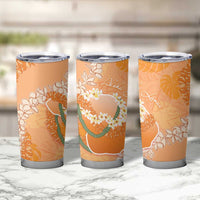 Hawaii Lanai Island Flowers Lei Tumbler Cup Orange Kaunaoa Mix Maile