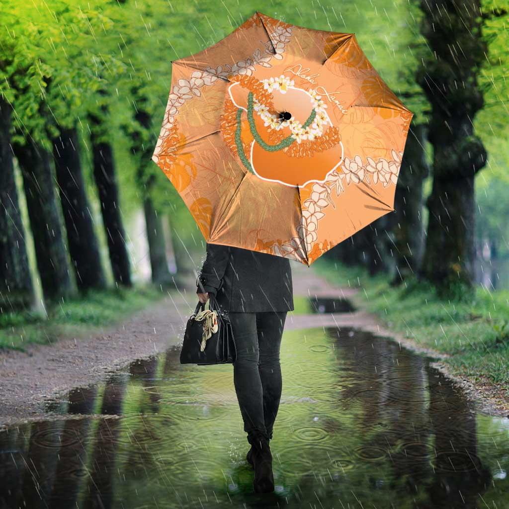 Hawaii Lanai Island Flowers Lei Umbrella Orange Kaunaoa Mix Maile