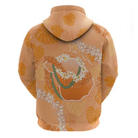 Hawaii Lanai Island Flowers Lei Zip Hoodie Orange Kaunaoa Mix Maile LT7 - Polynesian Pride