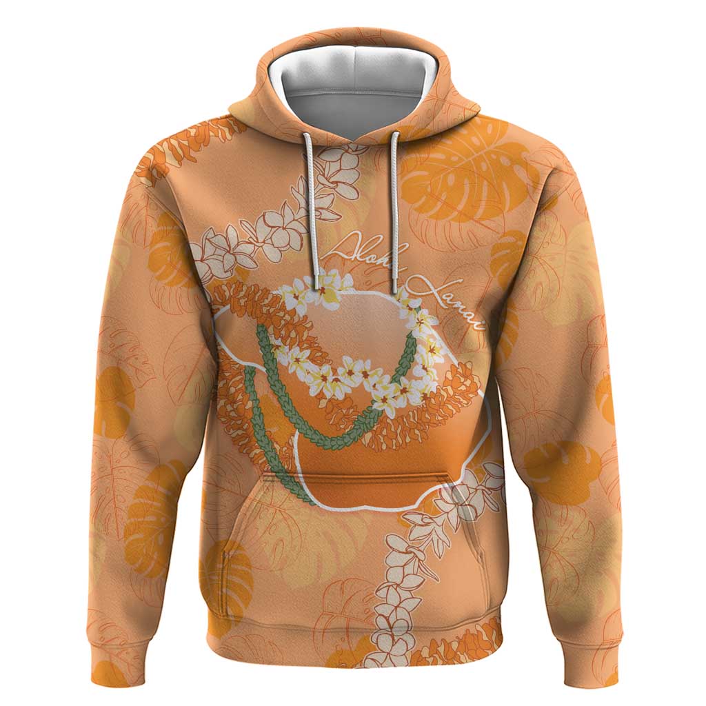 Hawaii Lanai Island Flowers Lei Zip Hoodie Orange Kaunaoa Mix Maile LT7 Pullover Hoodie Orange - Polynesian Pride