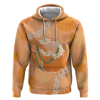 Hawaii Lanai Island Flowers Lei Zip Hoodie Orange Kaunaoa Mix Maile LT7 Pullover Hoodie Orange - Polynesian Pride