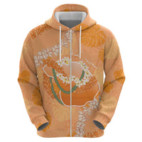 Hawaii Lanai Island Flowers Lei Zip Hoodie Orange Kaunaoa Mix Maile LT7 - Polynesian Pride