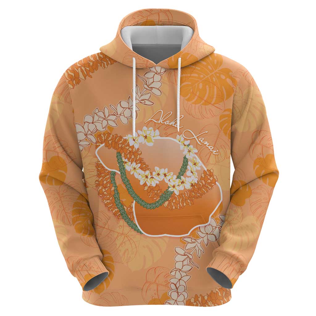 Hawaii Lanai Island Flowers Lei Zip Hoodie Orange Kaunaoa Mix Maile LT7 - Polynesian Pride