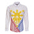 Personalised Philippines Mix Guam Long Sleeve Button Shirt Filipino Flag Style LT7 Unisex White - Polynesian Pride