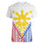 Personalised Philippines Mix Guam Women V Neck T Shirt Filipino Flag Style LT7 Female White - Polynesian Pride