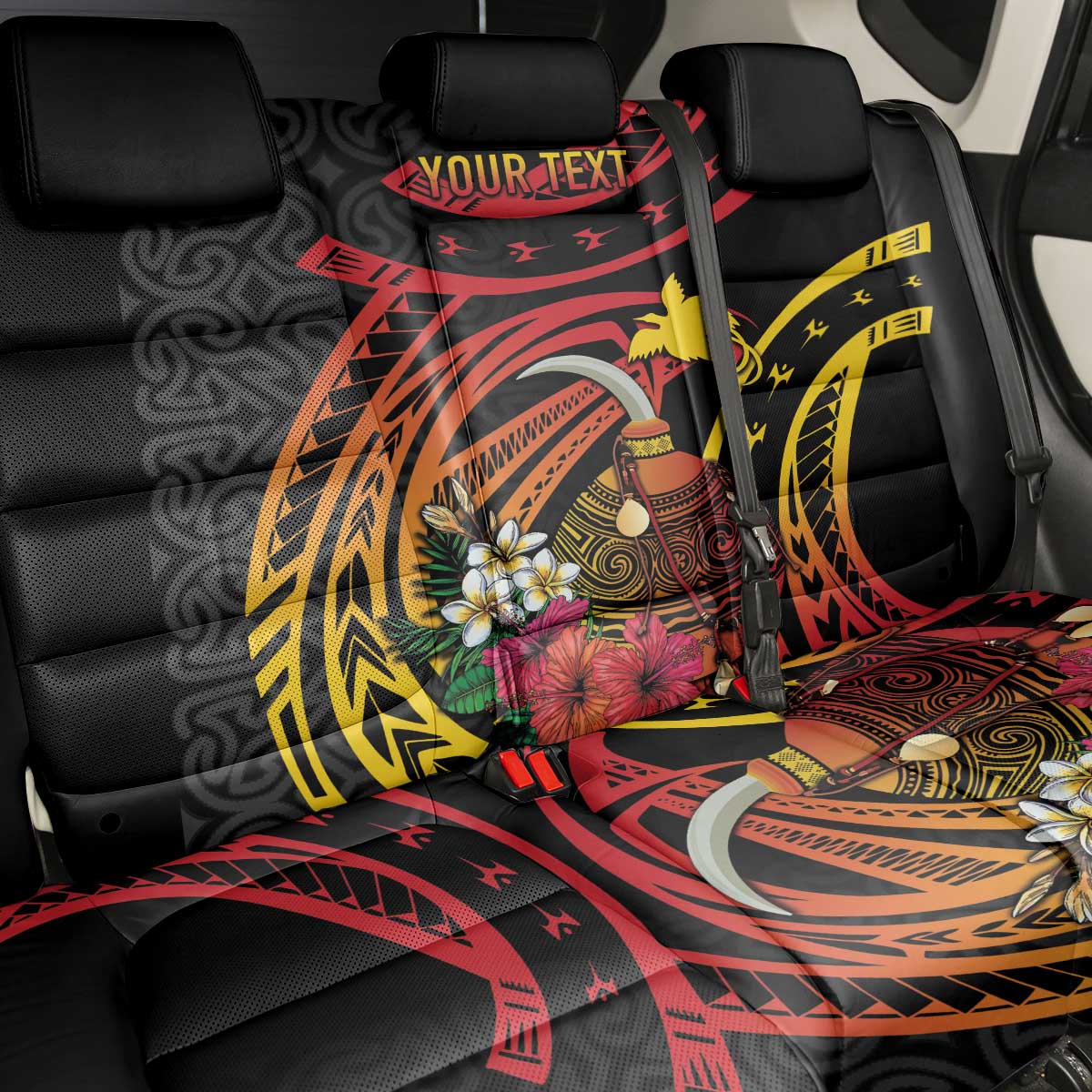 Personalized Milne Bay Back Car Seat Cover PNG Lime Pot with Oro Tapa
