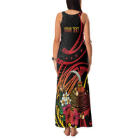 Personalized Milne Bay Family Matching Tank Maxi Dress and Hawaiian Shirt PNG Lime Pot with Oro Tapa
